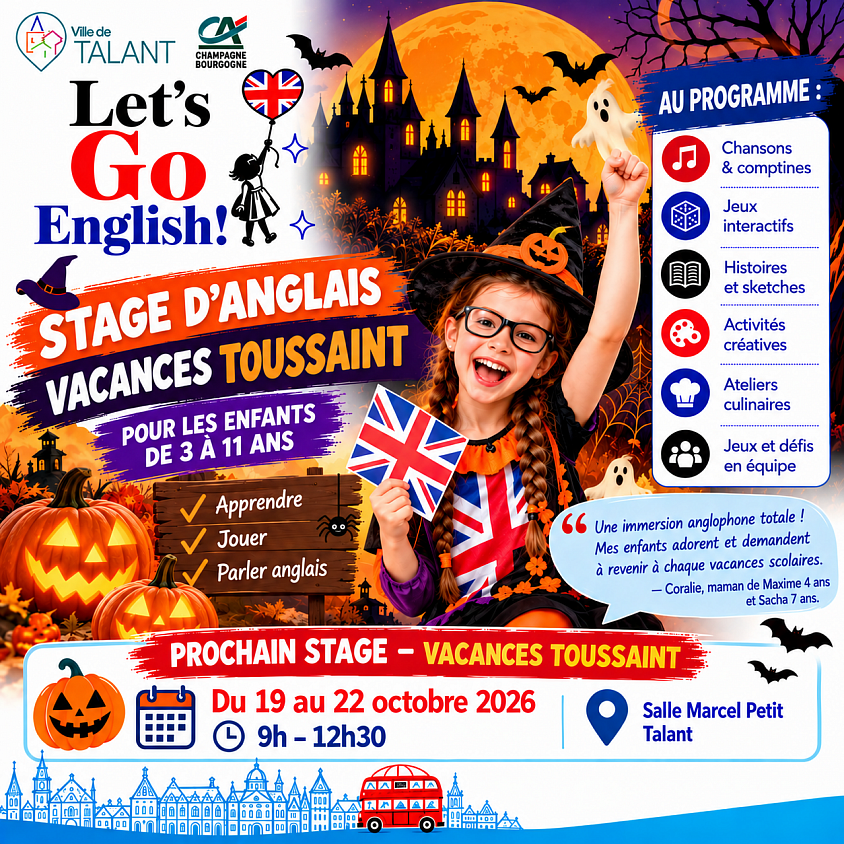 Let’s go English ateliers Anglais Dijon stage anglais toussaint octobre